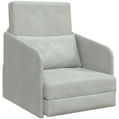 Image of vidaXL Floor Sofa Bed 2 in 1 Light Grey 65x80x83 cm Velvet
