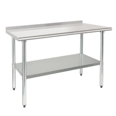 Image of HARDURA Stainless Steel Table Food Preparation Work Tables 61x122cm Heavy Duty Commercial with Undershelf and Backsplash for Restaurant Kitchen Home Hotel