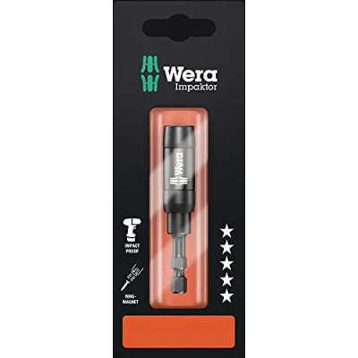Image of Wera 897/4 IMP R SB Impaktor TriTorsion Bit Holder with retaning ring and magnet, 1/4&quot; Hex Drive x 75 mm, 05073990001