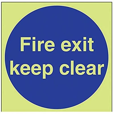 Image of VSafety Glow In The Dark Fire Exit Keep Clear Mandatory Sign 300mm x Rigid Plastic