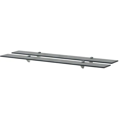 Image of vidaXL Floating Shelves Clear Tempered Safety Glass 2 pcs Shelf Modern Decor for Home Living Room, Bedroom, Bathroom, Office Easy to Assemble 8 mm thick