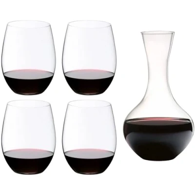 Image of Riedel Red Wine Glass Set O 4 Pieces with Decanter
