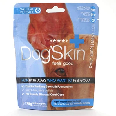 Image of Natural VetCare Unisex&#039;s Dog&#039;Skin Veterinary Strength Skin and Coat Supplement for Itchy Dogs, Clear, 75g, NVC215.0075