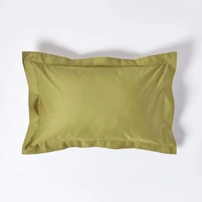 Image of HOMESCAPES 1000 Thread Count Egyptian Cotton Green Oxford Size Pillowcase Pack of 2