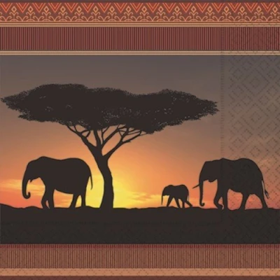 Image of Serengeti 20 Napkins/Wildlife/Africa/Elephant 33 x cm