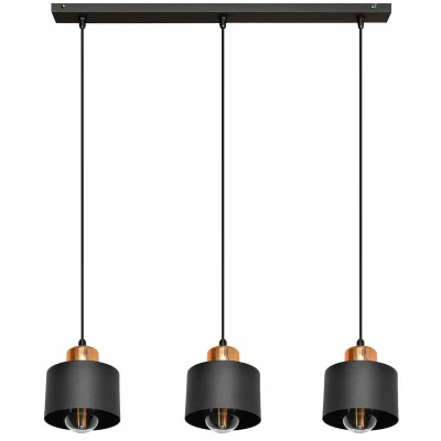 Image of Edison Straight Bar Pendant Ceiling Light Black, Copper 12cm