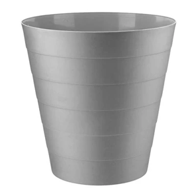 Image of Home Plus 7.7 Litre Quality Floral Design Lightweight Waste Paper Basket Bin (Plain Grey 6 Litre)