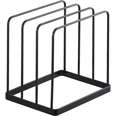 Image of YAMAZAKI 5053 TOWER Tray Stand, black, Steel, Minimalist, 19.5 x 16 cm