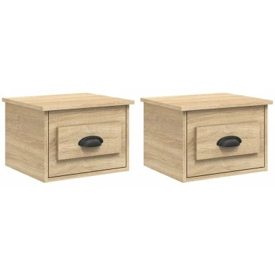 Image of vidaXL Wall mounted Bedside Cabinets 2 pcs Sonoma Oak 41.5x36x28cm
