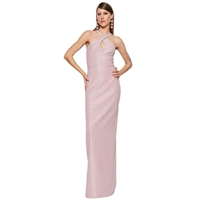Image of Trendyol Women&#039;s Shift Fitted Woven Evening Dress, Powder, 36