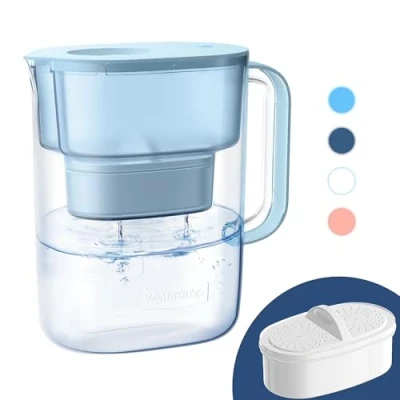 Image of Waterdrop Lucid Water Filter Jug with 1x90 Days Filter, 3.5L, Reduces Fluoride, Chlorine and More, NSF Certified, BPA Free, Blue (Replacement Filter: WD PF 01A Plus)