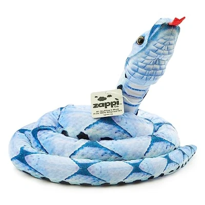 Image of Zappi Co Kids Stuffed Realistic Lifelike Plush Snake Toy Part of Safari Animals Collection, Perfect for (180 cm Length)(Blue Beauty Snake)