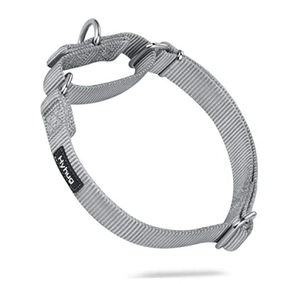 Image of Hyhug Heavy Duty Nylon Anti Escape Martingale Dog Collar for Large Medium Small Boy and Girl Dogs Walking Training Daily Use. (Medium, Sleet Gray)