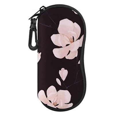 Image of MoKo Sunglasses Soft Case Ultra Light Neoprene Zipper Eyeglass with Belt Clip, Black &amp; White Magnolia