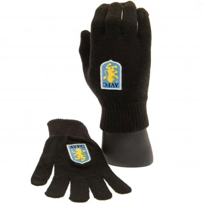 Image of Aston Villa F.C. Knitted Gloves Junior Official Merchandise, Black