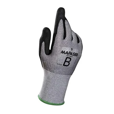Image of MAPA Professional KRYTECH 588 Nitrile Sandy Cut Resistant Gloves, Cutting Stamping Maintenance Automotive Workman Protective Safety Gloves Anti Size 8 Medium Grey/Black (1 Pair)
