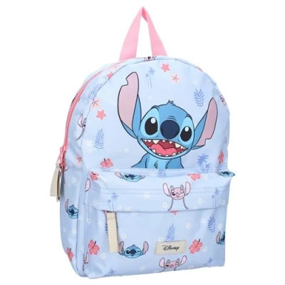 Image of Stitch Forest Friends Backpack by Disney Lilo &amp; for Children School Kindergarten Colour Blue Size 31 x 23 8 cm, Light and Pink, One