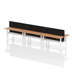 Image of Air B2B 1600x600mm Adjustable 6P Bench Desk CP Oak/White + Screen