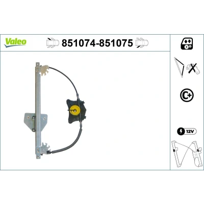 Image of 4F0839461B Window regulator VALEO 851074 Left Rear electric without motor with comfort function AUDI: A6 C6 Avant, Saloon