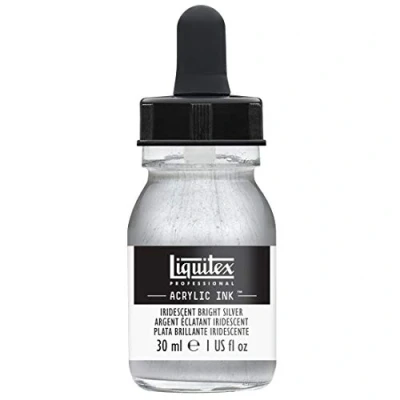 Image of Liquitex 4260236 liquid professional acrylic paints ink, 30 ml, highly pigmented airbrush paint, iridescent light silver