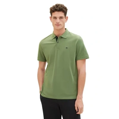 Image of TOM Tailor WITH Contrast Polo shirt, Men&#039;s, Size: Large, Dull moss green