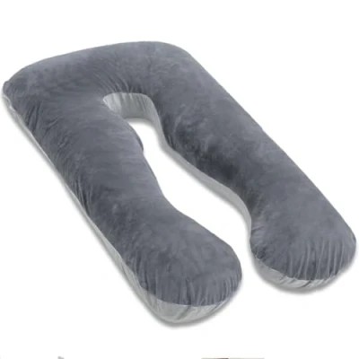 Image of AS AWESLING Pregnancy Pillow, U Shaped Full Body Nursing, Support and Maternity Pillow for Pregnant Women with Removable Jersey Cover (Grey)