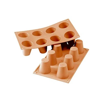 Image of silikomart SF0021 Silicone Mold for BABÀ Monoportions, Non Stick, 8 Cavities, Pack of 1 Cake Mold, Ø 55 h 60 mm, Made in Italy