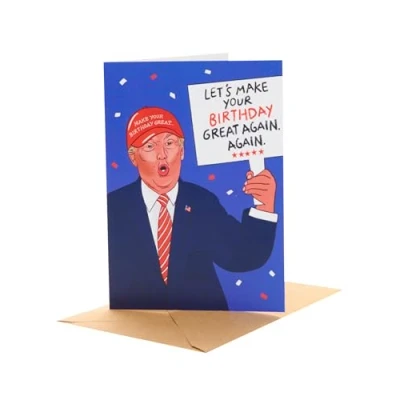 Image of UK Greetings Birthday Card for Him/Her/Friend Funny Donald Trump Design