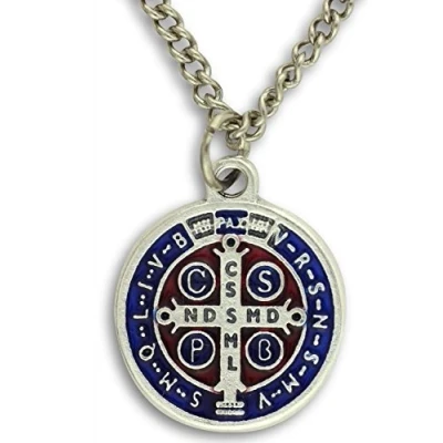 Image of Saint Benedict Medal Pendant. 2cms Diameter.St St Medal. Cross. Crucifix