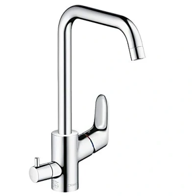 Image of hansgrohe Focus kitchen tap 260 with selectable swivel range and shut off valve, chrome 31823000