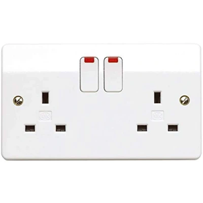 Image of MK Logic Plus 2 X K2747 WHI 13A Double Pole Switchsocket, Gang