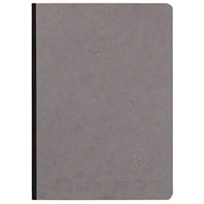 Image of Clairefontaine Ref 795435C Age Bag Clothbound Notebook (192 Pages) A5 Size, Dot Grid Rulings, 90gsm Brushed Vellum Paper Grey Leather Effect Cover
