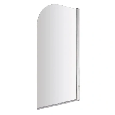 Image of Chrome 6mm Glass Hinged Reversible Shower Bath Screen 790x1430mm