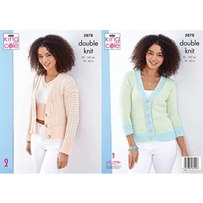 Image of King Cole Ladies Double Knit DK Knitting Pattern Womens Cardigans &amp; Top (5878)