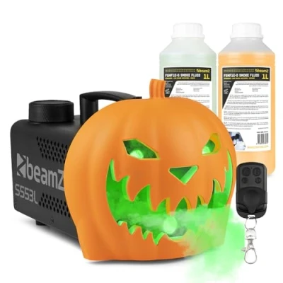 Image of beamz S553L Halloween Fog Machine Pumpkin Smoke with RGB Lights, 2L Fluid &amp; Balloon Unique No Carve Idea for Spooky Decorations Effects