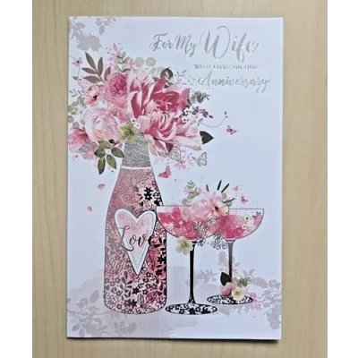 Image of Simon Elvin Wife Anniversary Card Female Ladies 23cm x 15.5cm (9&quot;x6&quot;) A
