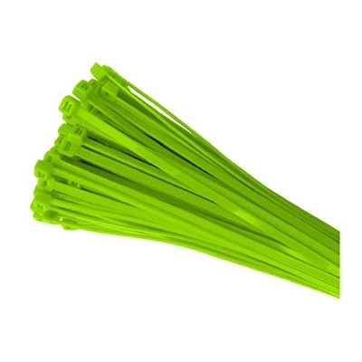 Image of 100 x Fluorescent Green Cable Ties 300 4.8mm / Extra Strong Zip Tie Wraps