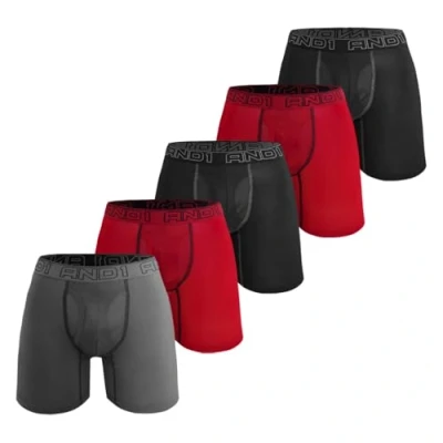 Image of AND1 Sports Boxer Shorts, Pack of 5, Underwear, Men&#039;s Retro Briefs, Pants, Style 4, L