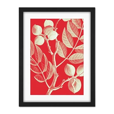 Image of Wee Blue Coo Modern Bold Biodiversity Red Plant Artwork Framed Wall Art Print 18X24 Inch