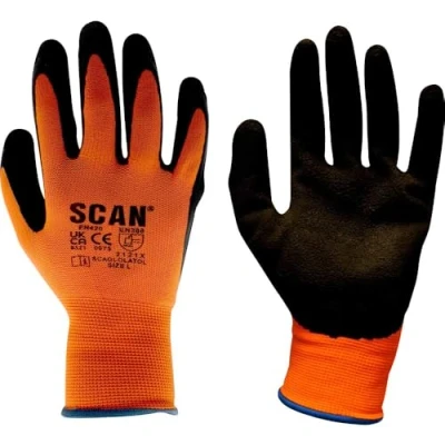 Image of Scan SCAGLOLATOXX Latex Foam Gloves Hi Vis Orange 13G Size 11