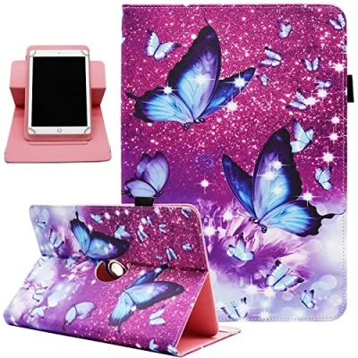Image of Universal 10 10.1 Inch Android Tablet Case, Dluggs 360 Degree Rotating Multi Angle Viewing Stand Case Cover for and All 9.5 10.5 Tablet, Pink Butterfly