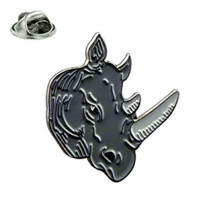 Image of Rhino Safari Zoo Animal Metal Enamelled Pin Badge Lapel XJKB15 02