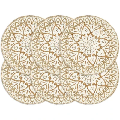 Image of vidaXL Placemats 6 pcs White 38 cm Round Jute