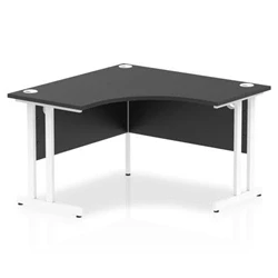 Image of Impulse 1200mm Corner Office Desk Black Top White Cantilever Leg