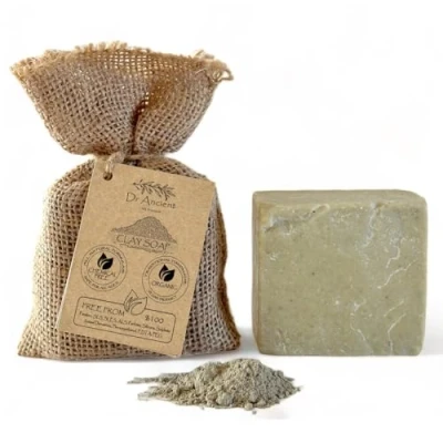 Image of Dr.Ancient Clay Soap Bar Organic Natural Vegan Traditional Handmade Antique Mineral Peeling, Exfoliating, Pore Minimizer, Treats Acne &amp; Oily Skin No Chemicals, Pure Soaps!