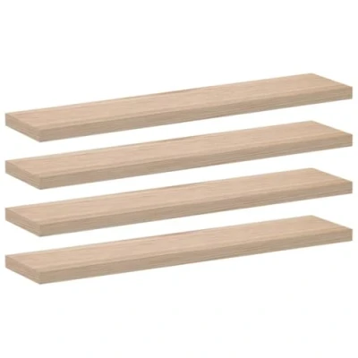 Image of vidaXL Floating Shelves Engineered Wood Oak Veneer Set of 4 110x23.5x4cm Wall Mounted Space Saving Living Room/Bedroom/Office Display Storage