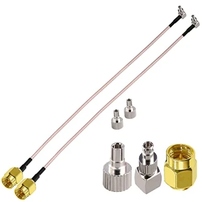 Image of TUOLNK 2 Pack SMA Male to CRC9/TS9 Right Angle Dual Connector Cable TS9/CRC9 Extension Coax RG316 RF Coaxial 0.98ft (30cm)