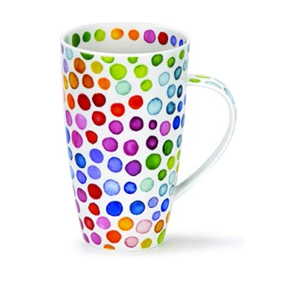 Image of DUNOON Fine Bone China Coffee Mug Hot Spots Colourful Dots (Henley)