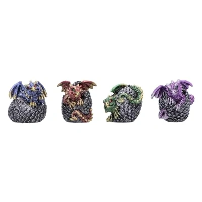 Image of Nemesis Now Eggling Hoard 5cm, Resin, Silver, Dragon Figure, Silver Ornament, Collectable Giftware, Cast in the Finest Expertly Hand Painted