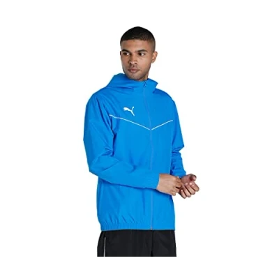 Image of PUMA Mens Teamrise All Weather Poly Jacket, Electric Blue Lemonade, 3XL EU